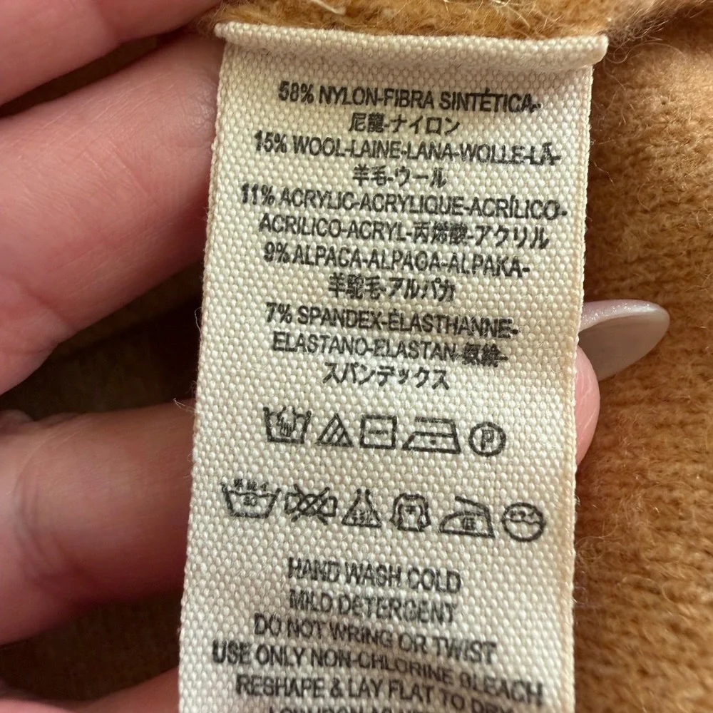 Free People Brookside Sweater Camel Brown Wool Alpaca Mock Neck Oversized Small